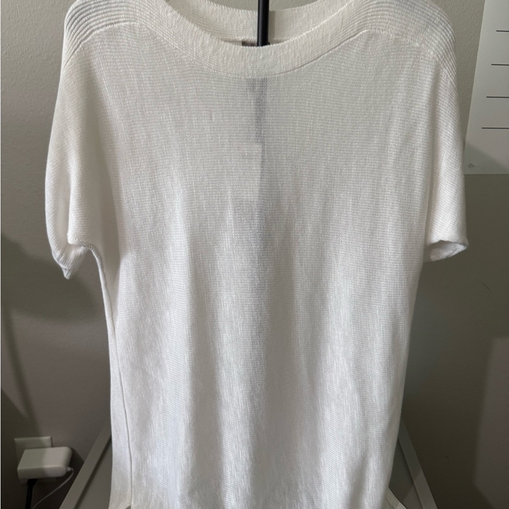 Chico's Easywear Ribbed White Short Sleeve summer sweater Tee